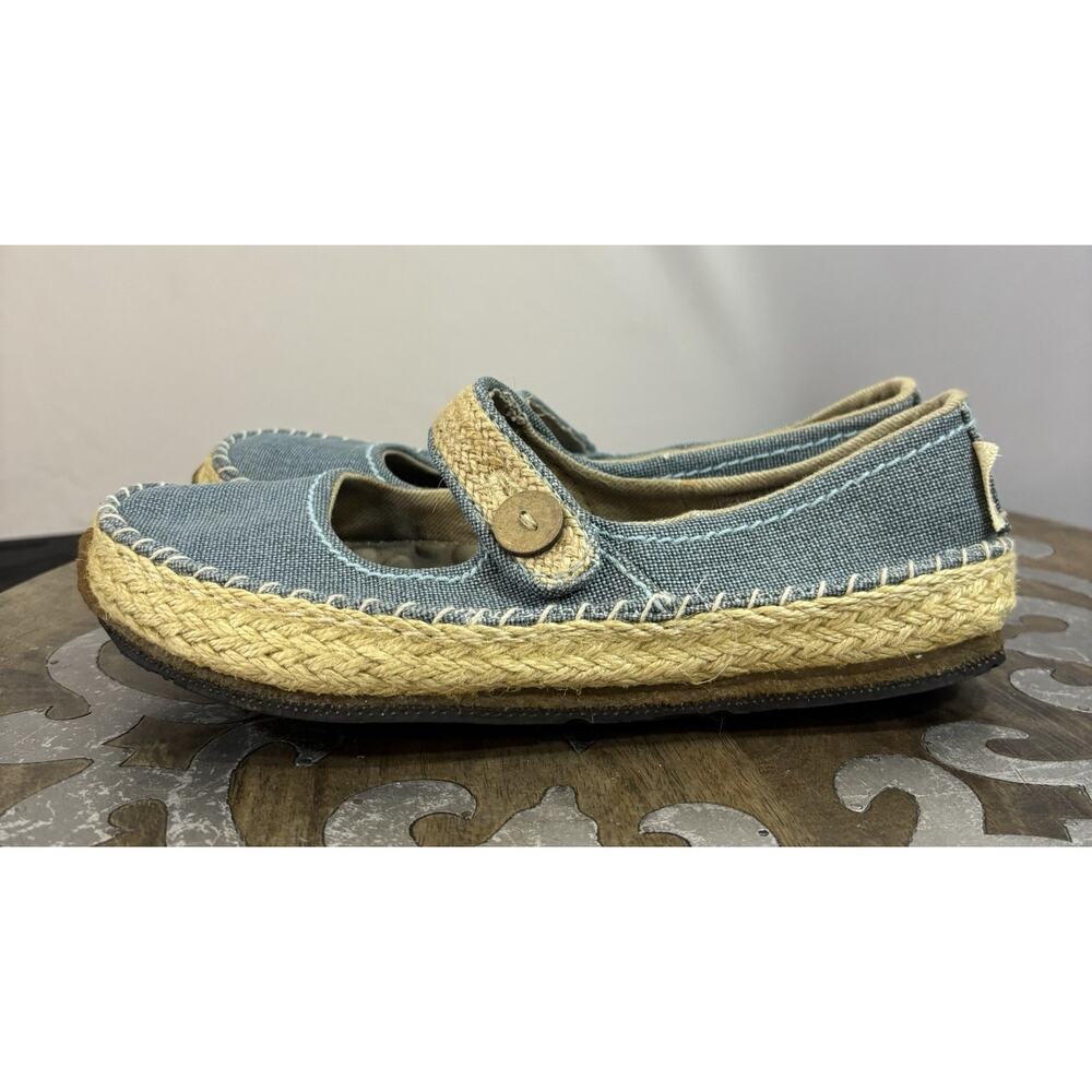 Simple Green Toe Eco Vegan Canvas Slip On Espadrille Mary Jane Women Shoe 8 Blue